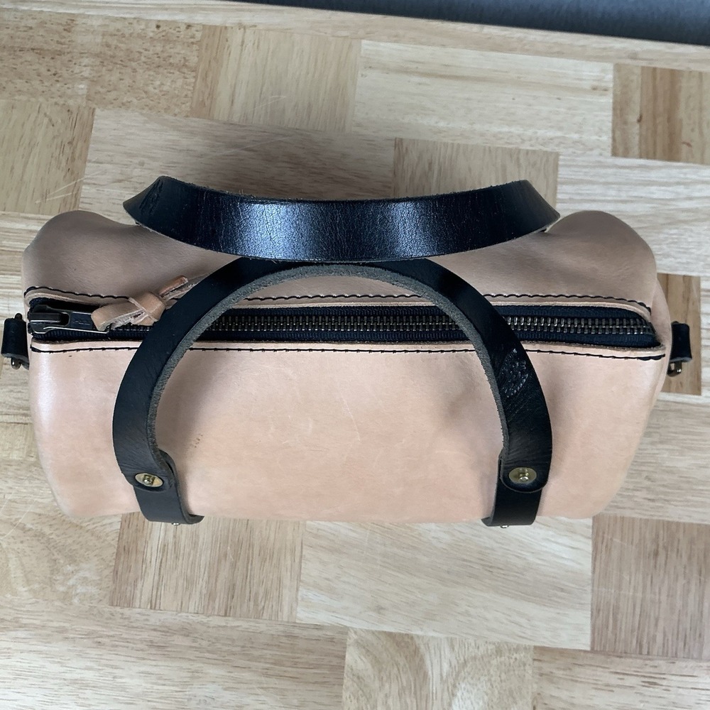 Go Forth Goods Mini Jane Crossbody Bag Natural Veg Tan & Black Strap/Trim Purse - Picture 6 of 16